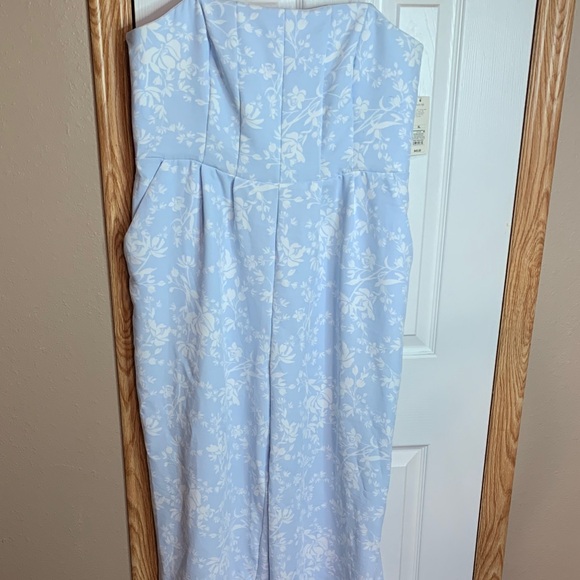 a new day Sky Blue Floral Strapless Pantsuit Spring Easter Size X Large - Picture 2 of 8